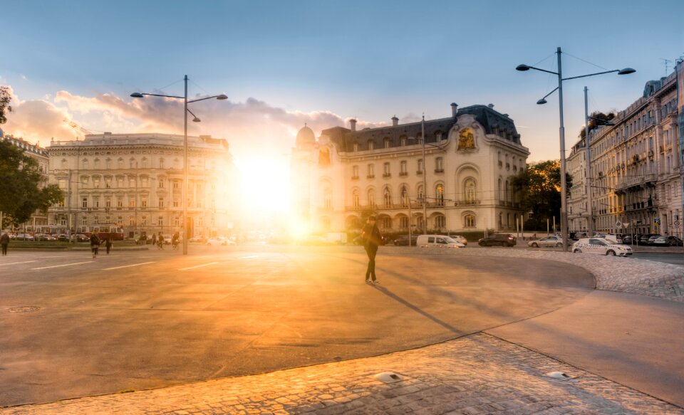 Golden light austria city