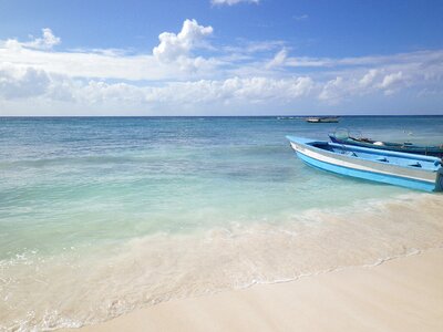 Caribbean beach lagoon boat