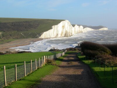 White cliffs coastline walking trail photo