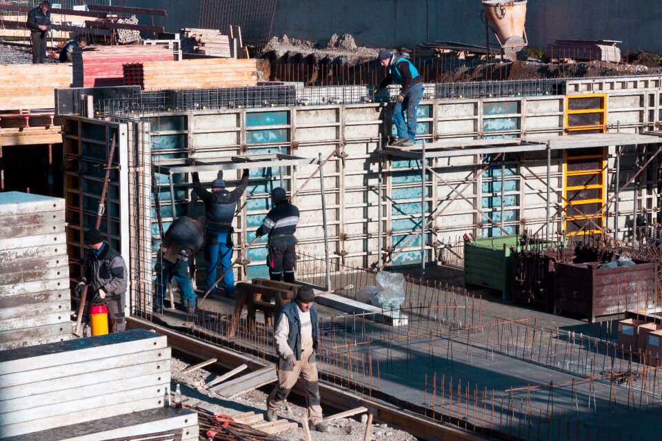 Concrete construction site scaffold