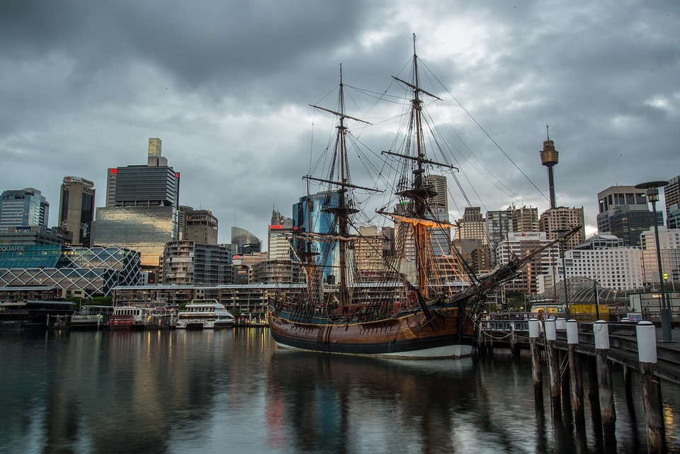 Skyline tall ship boat