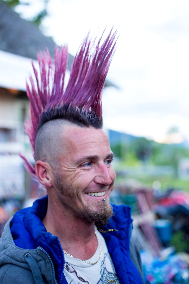 Purple hair style pink