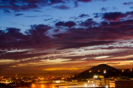 City landscape sunset