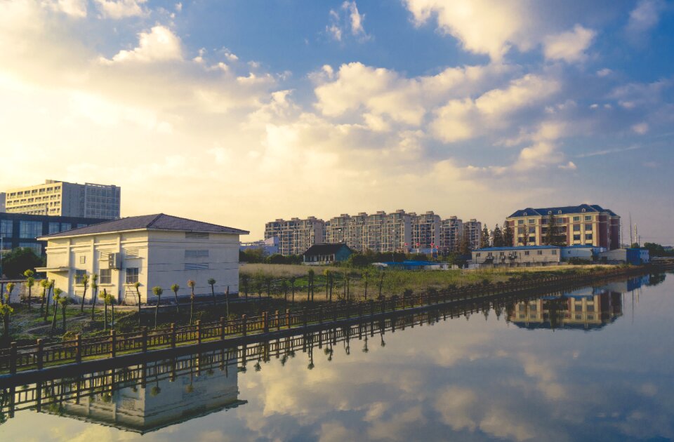 Blue landscape scene photo