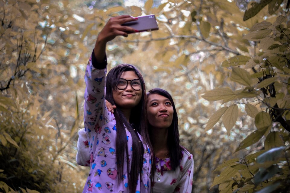 Young take a photo photographing