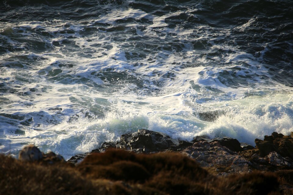 Coast waves mountain