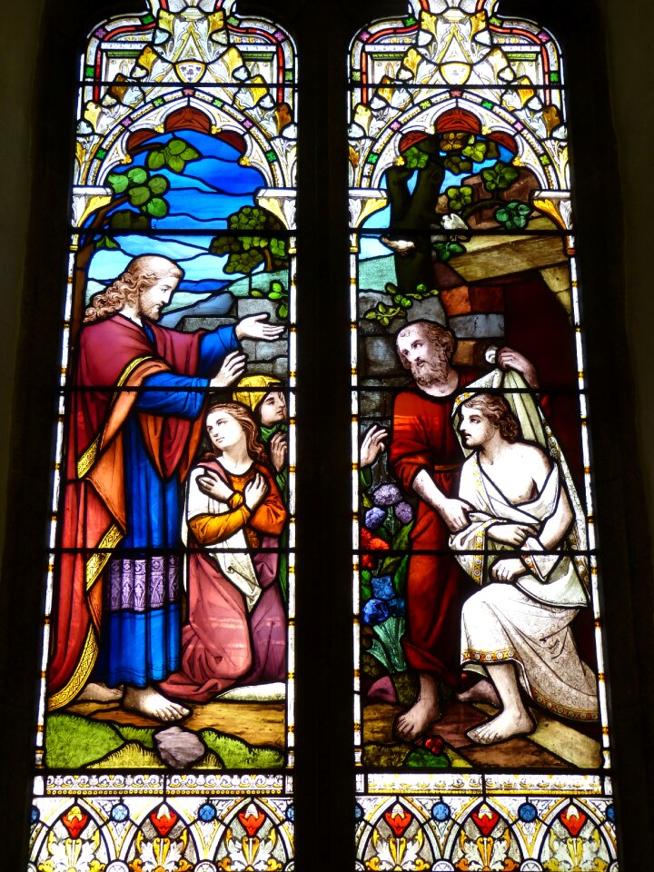 Stained glass glass bible