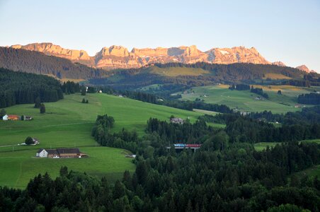 Mountain sunset foresy photo