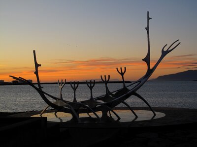 Sculpture port sunset
