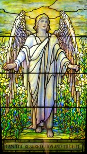 Stained glass window religious light