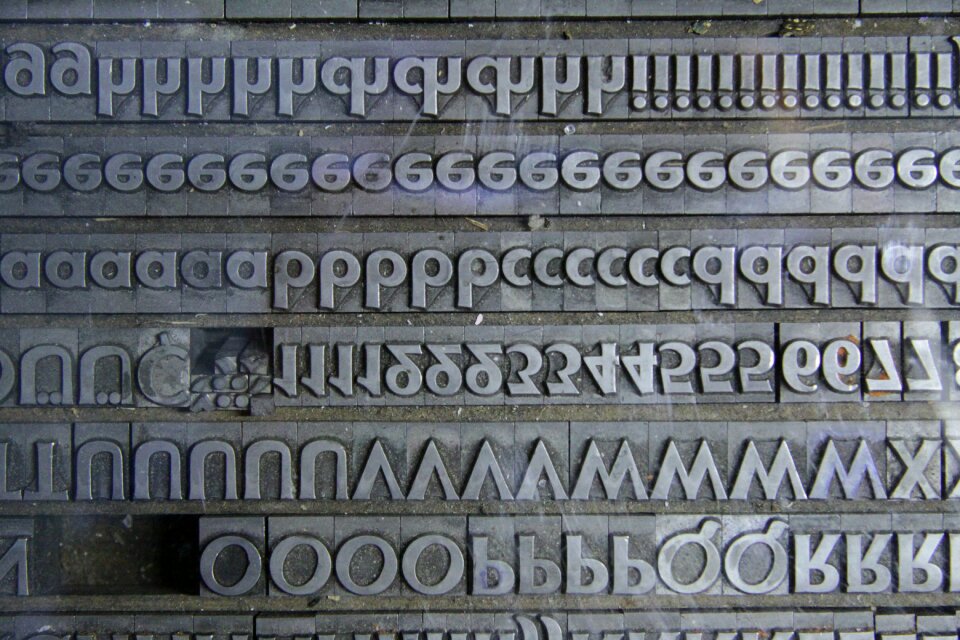Font set book printing typography