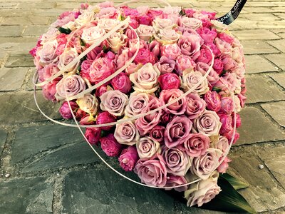 Funeral flowers heart shape