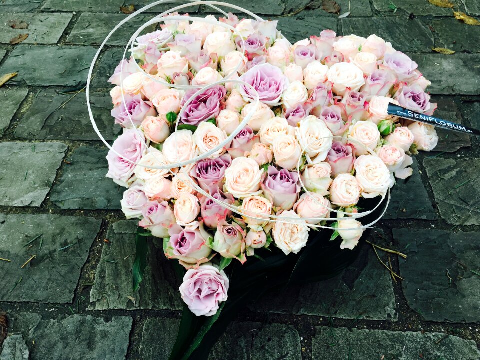 Funeral flowers heart shape