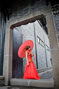 Style red dress umbrella