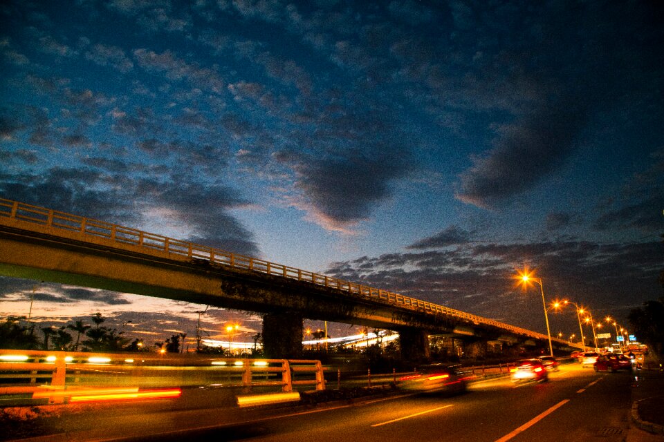 Night street lamp traffic photo