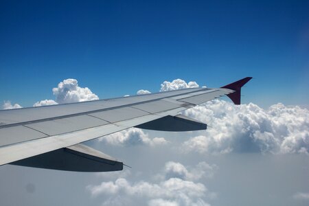 Plane wing clouds photo
