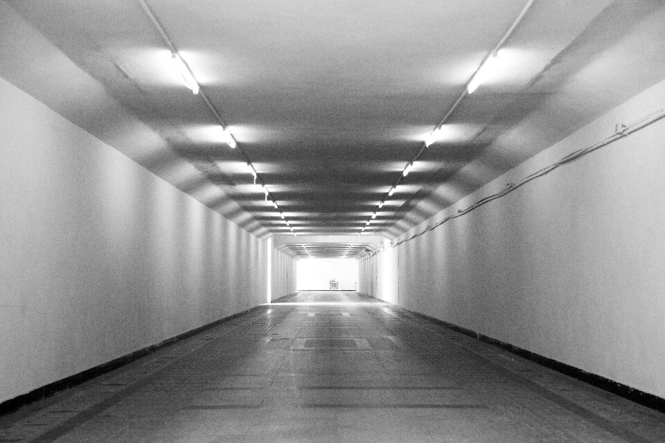 Underground passage black and white static