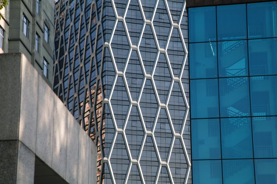 Glass curtain wall sunshine crowded