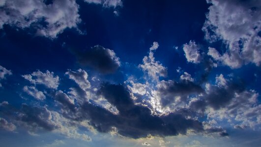 Blue sky clouds sunlight sunbeam