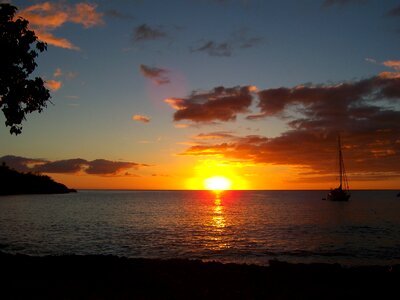 Guadeloupe anse bertrand sunset photo