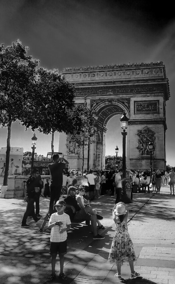 Tourists kids clear sky