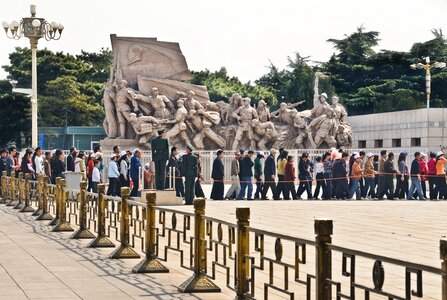 Tiananmen waiting line china photo