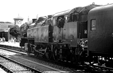 Steam locomotive track station photo