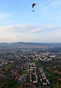 Paragliding buildings city