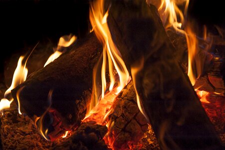 Campfire fireplace embers photo