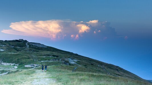 Hiking summit sky