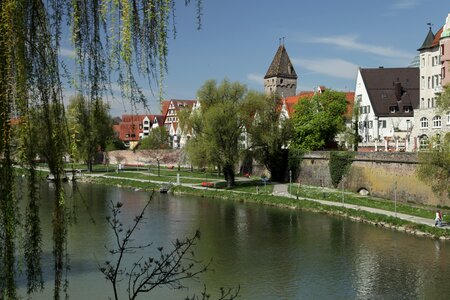 Ulm historic center bank of the danube