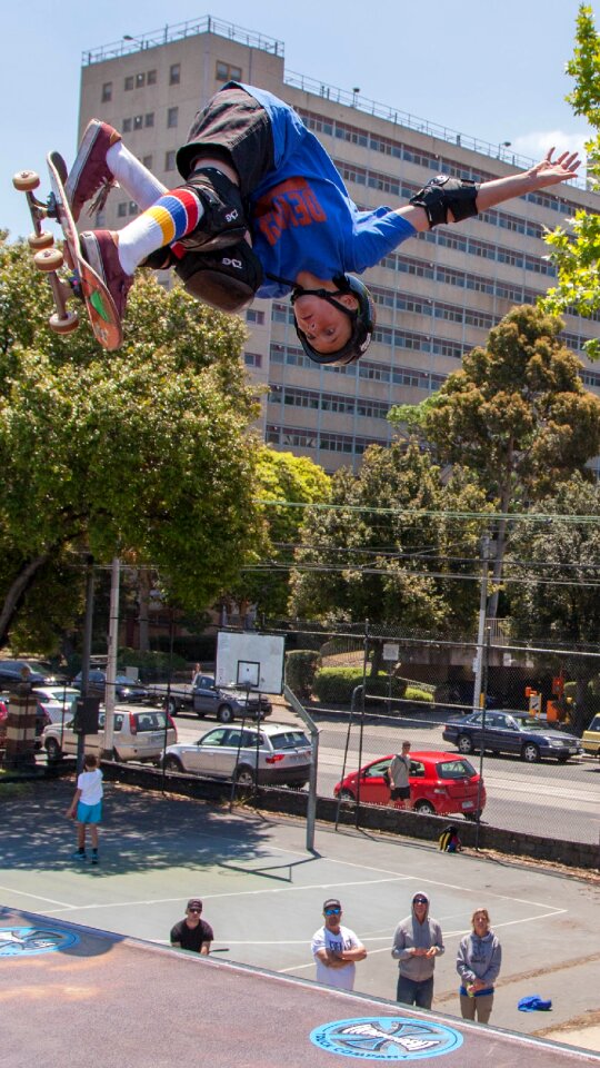 Extreme skateboarder skating