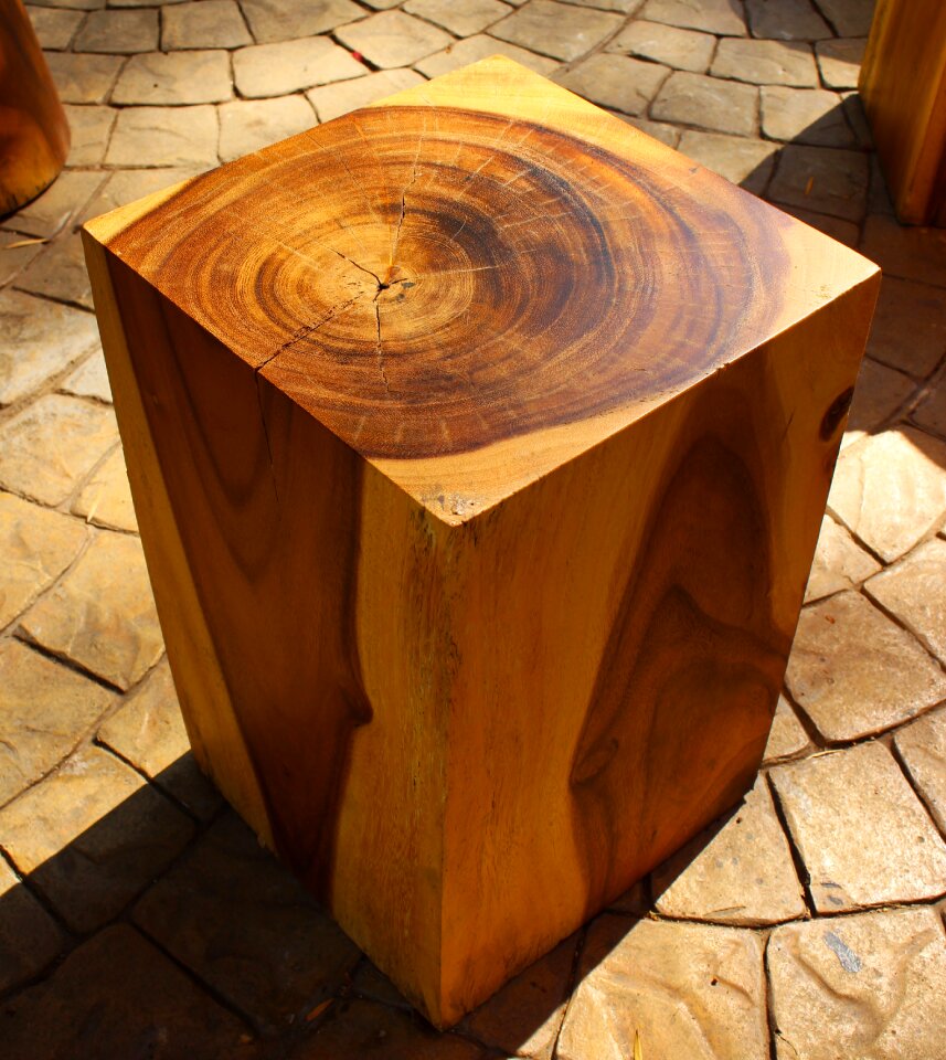 Cube wooden block seat photo