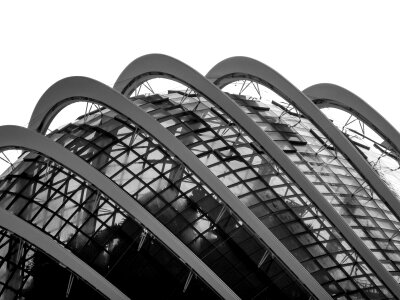 Singapore architecture black and white photo