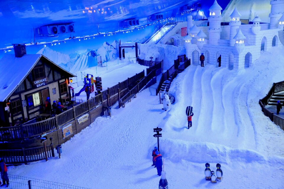 Park snow under the roof photo