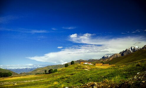 Tibet scenery cangzhai blue sky and white clouds photo