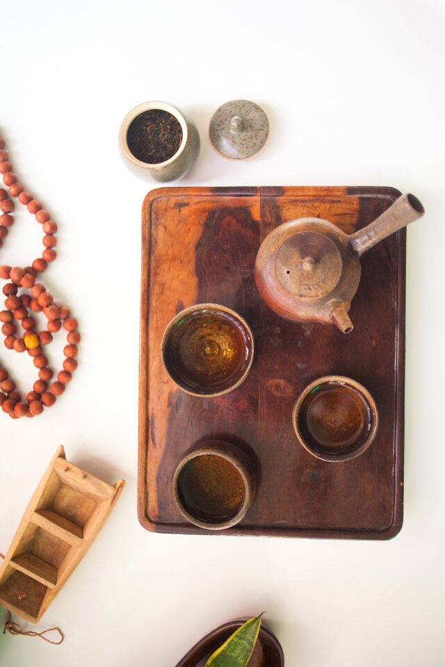 Tea set tea tray rosewood