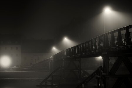 Mystical foggy city photo