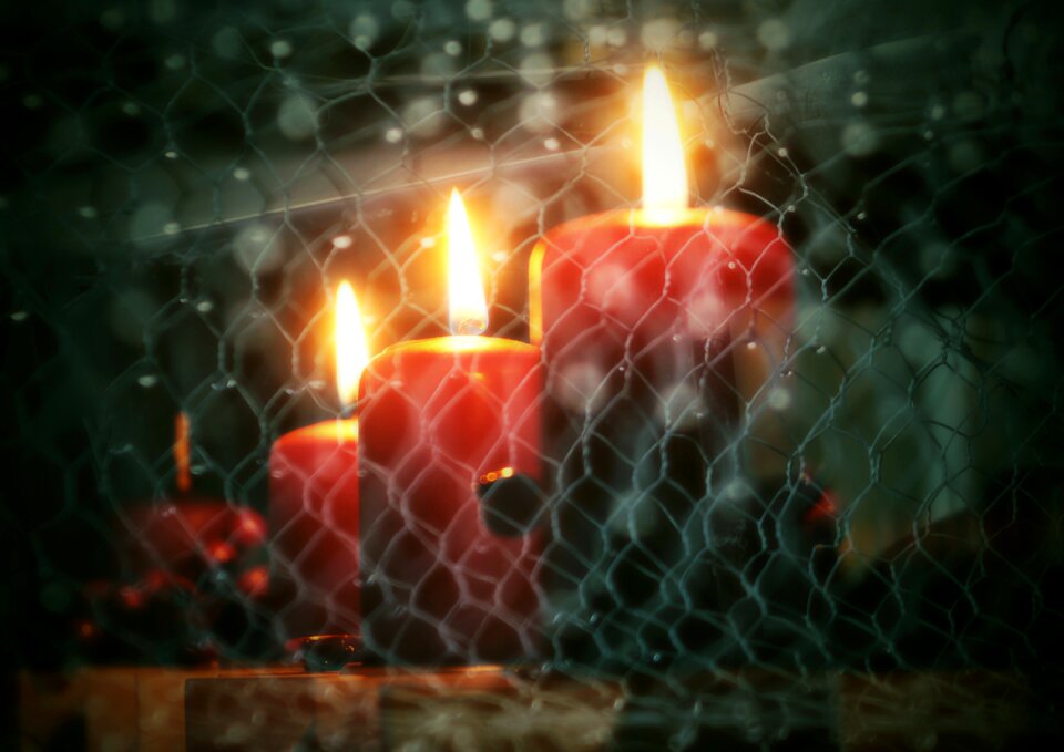 Advent flame burning candle