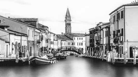 Venetian canal black and white photo black and white