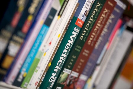 Library books stack studying photo