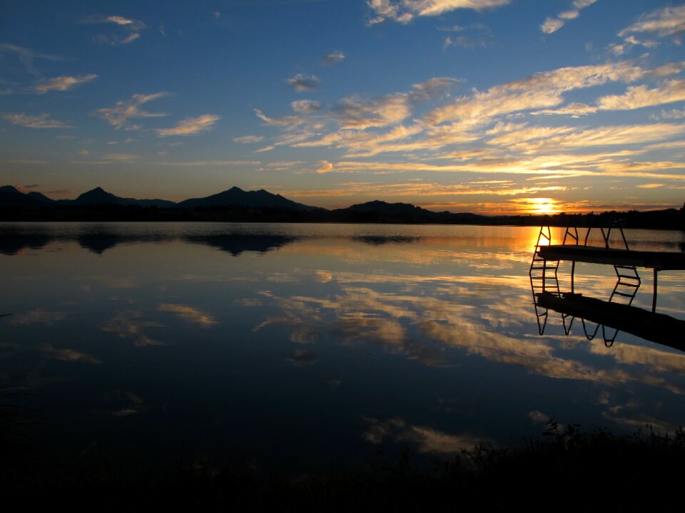 Sunset evening mirroring photo