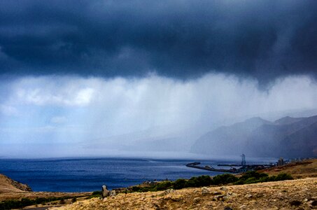 Rain rain over the ocean bay