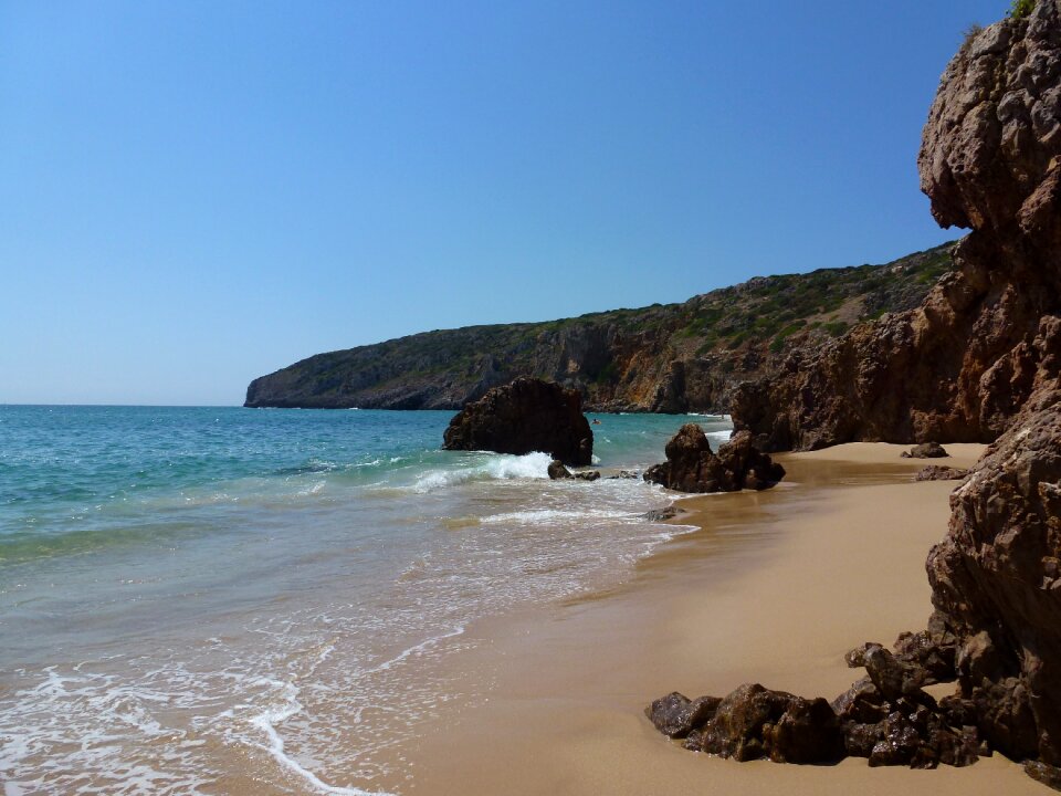 Algarve stone beach water photo