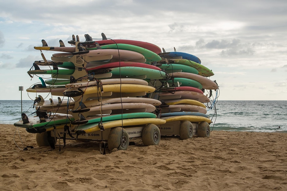 Vacation ocean surfing