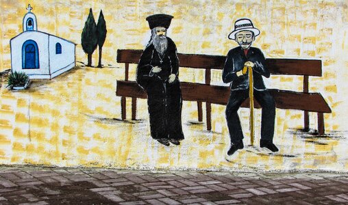 Priest old man bench