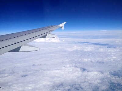 Flight wing window view photo