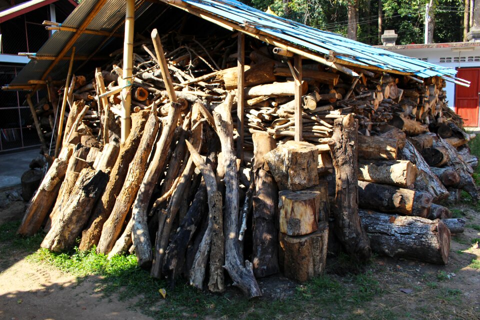 Pile shed firewood photo
