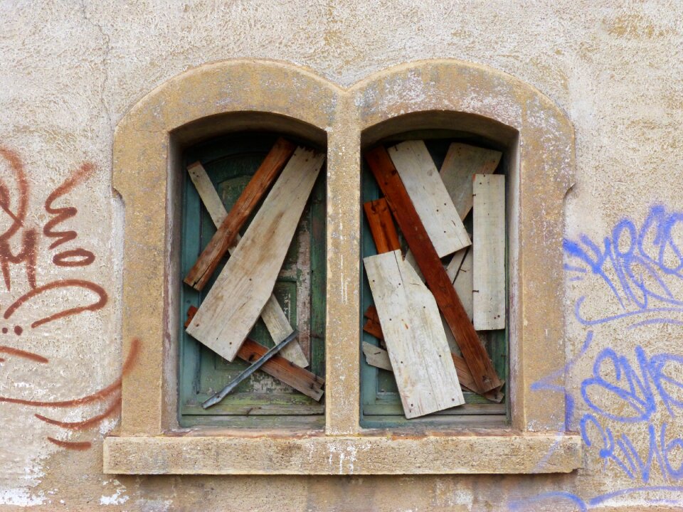 Peeling paint abandoned graffiti