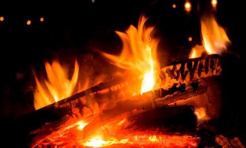 Burn beautiful flame log fire photo